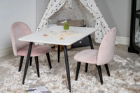 Barnestol Velvet & Polar + barnebord 50 x 80 x 60 – rosa