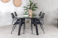 Spisegruppe Nicke & Paola 2-pakk + rektangulært spisebord 200 × 100 – svart