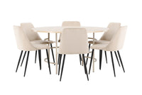 Spisegruppe rund 2-pakk ⌀140 – beige og whitewash