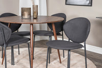 Spisestol Vault & Plaza 2-pakk + Rundt spisebord ⌀100 – svart og valnøtt