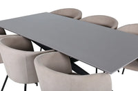 Spisegruppe Berit & Piazza 180 x 90 – beige og svart