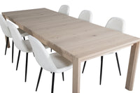 Spisegruppe Slider & Polar 170 x 95, 2-pakk – hvitvasket og hvit