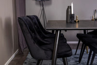 Spisegruppe Dipp & Velvet Deluxe 180 x 90 med 2-pakk spisestoler – svart