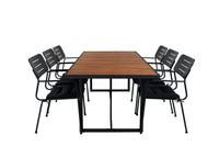 Spisestol Nicke & Khung 2-pakk – svart + Spisebord 200 × 100 – natur