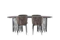 Spisestol Modesto & Stone 2-pakk + Spisebord ovalt 220 x 100 – brun og mokka