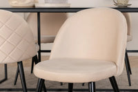 Spisegruppe rektangulær 200 x 90 + spisestol 2-pakk – svart og beige