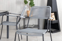 Spisegruppe Lindos 160 x 100 + 2-pakk spisestol – svart og grå