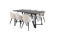 Spisebord Marina & Velvet 180 x 90 + 2-pakk spisestol – svart og krem