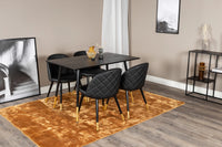 Spisegruppe Dipp & Velvet 120 x 85 + 2-pakk spisestoler – svart