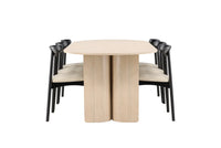 Spisestol Ven & Tyresö 2-pakk – svart + Spisebord ovalt 220 x 100 – hvitvasket