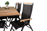 Posisjonsstol Panama & Mexico 2-pakk + Spisebord rektangulært 180 x 90 – svart og natur