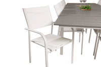 Spisebord Levels & Santorini rektangulært 229 × 100 + spisestol 2-pakk – hvit