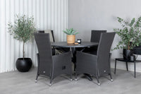 Spisebord Alma & Padova rundt ⌀120 + reclinerstol 2-pakk – svart