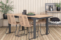 Spisegruppe Mexico & Lindos 180 x 90 + 2-pakk spisestoler – natur og brun