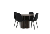 Spisestol Polar & Olivia 2-pakk + Rundt spisebord ⌀110 – svart og mokka
