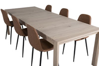 Spisebord Slider & Polar 170 x 95 + spisestol 2-pakk – hvitvasket og brun