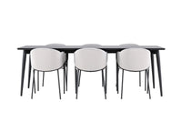 Spisestol Evelina & Ellis 2-pakk + rektangulært spisebord 230 x 85 – grå og svart