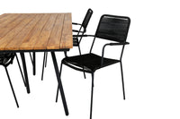 Spisegruppe Chan & Lindos 200 × 100 + spisestol 2-pakk – natur og svart