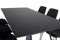 Spisestol 2-pakk + rektangulært spisebord 180 x 90 – svart