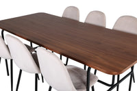 Spisegruppe Uno & Polar 200 x 90 + spisestol 2-pakk – natur og beige