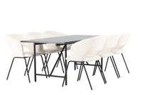 Spisegruppe 2-pakk med rektangulært spisebord 200 x 90 – offwhite og svart