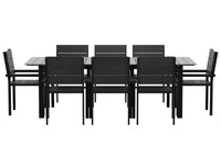 Spisegruppe Levels rektangulær 229 × 100 + spisestol 2-pakk – svart