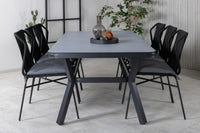 Spisestol Julian & Virya 4-pakk + Rektangulært spisebord 200 × 100 – svart