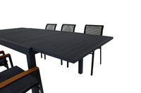 Spisestol Dallas & Marbella 2-pakk + rektangulært spisebord 160 x 100 – svart