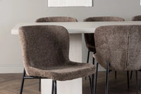 Spisestol Modesto & Olga 2-pakk + Rektangulært spisebord 200 x 90 – brun og hvit