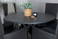 Spisebord Alma & Padova rundt ⌀120 + reclinerstol 2-pakk – svart