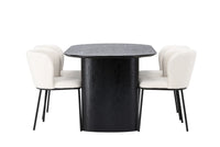 Spisegruppe Edina & Isolde 2-pakk + Ovalt 180 x 90 – hvit og svart
