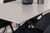 Spisestol Velvet & Piazza 2-pakk + rektangulært spisebord 180 x 90 – svart