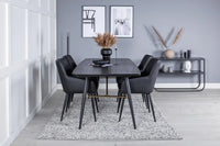 Spisegruppe rektangulær 180 x 85 + 2-pakk spisestoler – svart