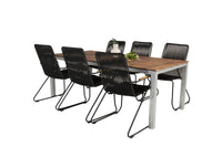 Spisegruppe Zenia 200 × 100 + spisestol 2-pakk – natur og svart