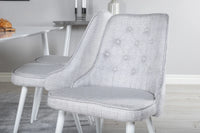 Spisebord Polar & Velvet Deluxe 180 x 90 + spisestol 2-pakk – hvit og lys grå