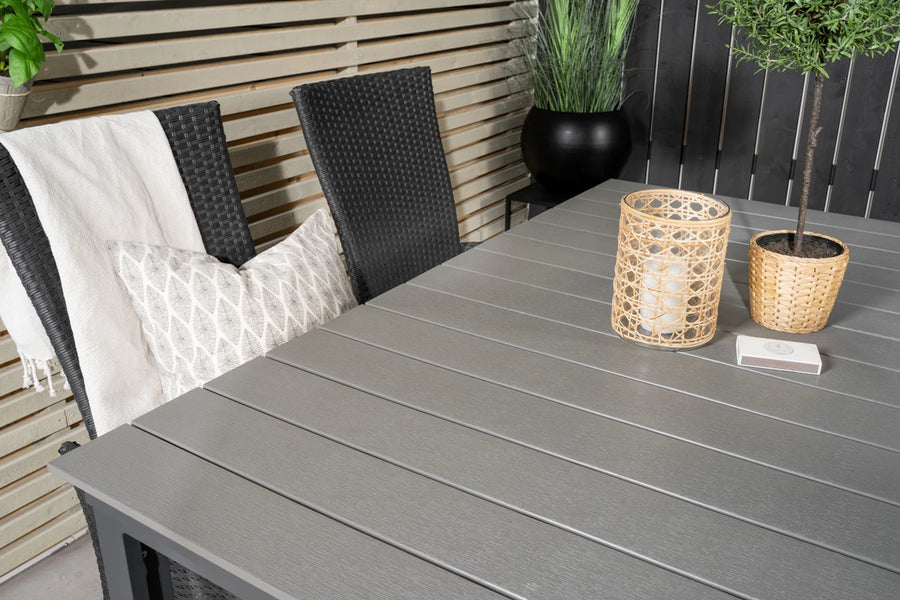 Spisebord Padova 160 x 100 + 2-pakk lenestoler – svart