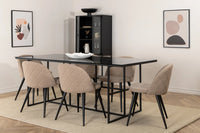 Spisegruppe rektangulær 200 x 90 + spisestol 2-pakk – svart og beige