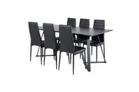 Spisestol Slim & Marina 2-pakk + rektangulært spisebord 180 x 90 – svart