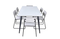 Spisegruppe Jimmy & Kenth 195 x 90 + 2-pakk spisestoler – hvit og grå