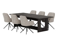 Spisestol 2-pakk + rektangulært spisebord 235 × 100 – brun og svart