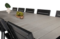 Spisegruppe Levels rektangulær 229 × 100 + spisestol 2-pakk – svart