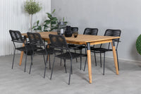 Spisegruppe Julian & Lindos 210 x 100 + spisestol 2-pakk – natur og svart