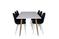 Spisestol Polar 2-pakk – svart + rektangulært spisebord 180 x 90 – hvit