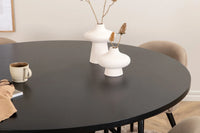 Spisebord rundt ⌀140 – svart + spisestol 2-pakk – beige