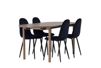 Spisestol Polar & Andy 2-pakk – svart + Spisebord ovalt 180 x 90 – natur