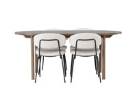 Spisegruppe oval 180 x 90 – hvit og natur