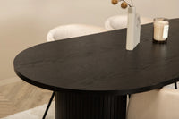 Spisegruppe Berit & Bianca + Ovalt 200 x 90 – beige og svart