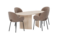 Spisegruppe oval 180 x 90 + 2-pakk spisestol – natur og brun