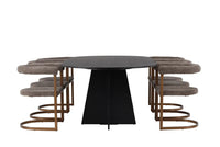 Spisegruppe Bootcut & Morning Oval 230 x 115 + 2-pakk spisestol – svart og brun
