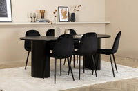 Spisegruppe Bianca & Polar oval 200 x 90 + spisestol 2-pakk – svart